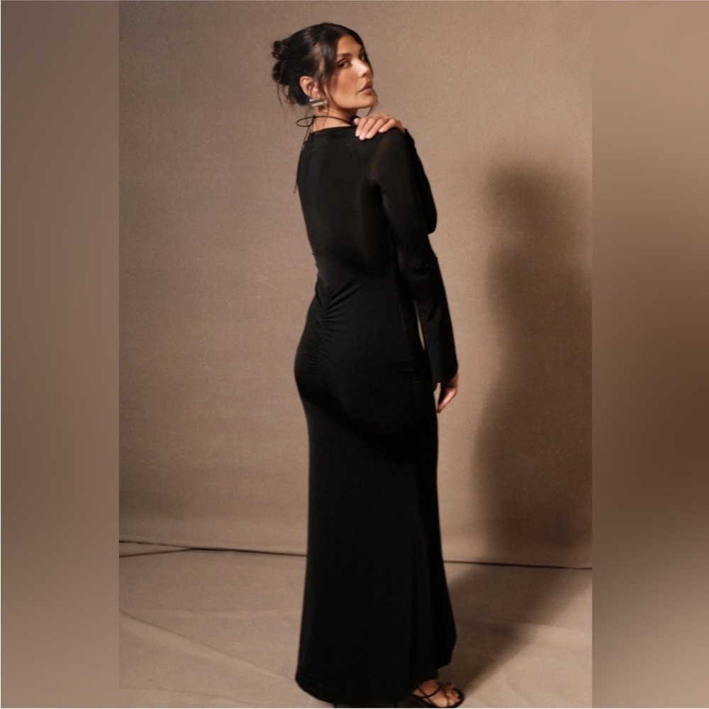 MESHKI - Millicent Long Sleeve Black Bodycon Maxi Dress Size XXS - Picture 4 of 15